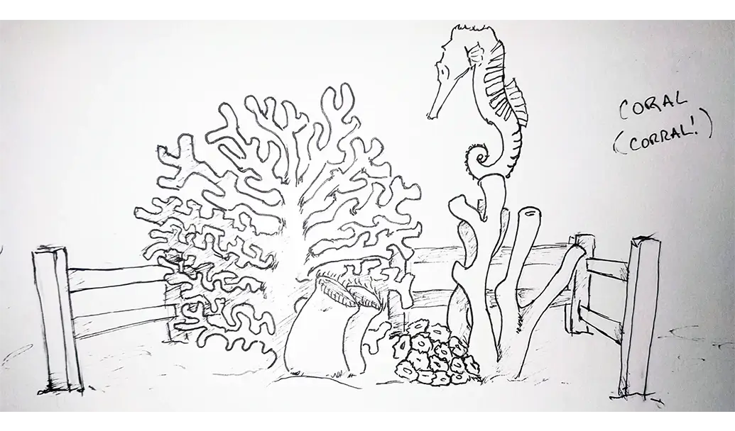 Sketch titled coral corral